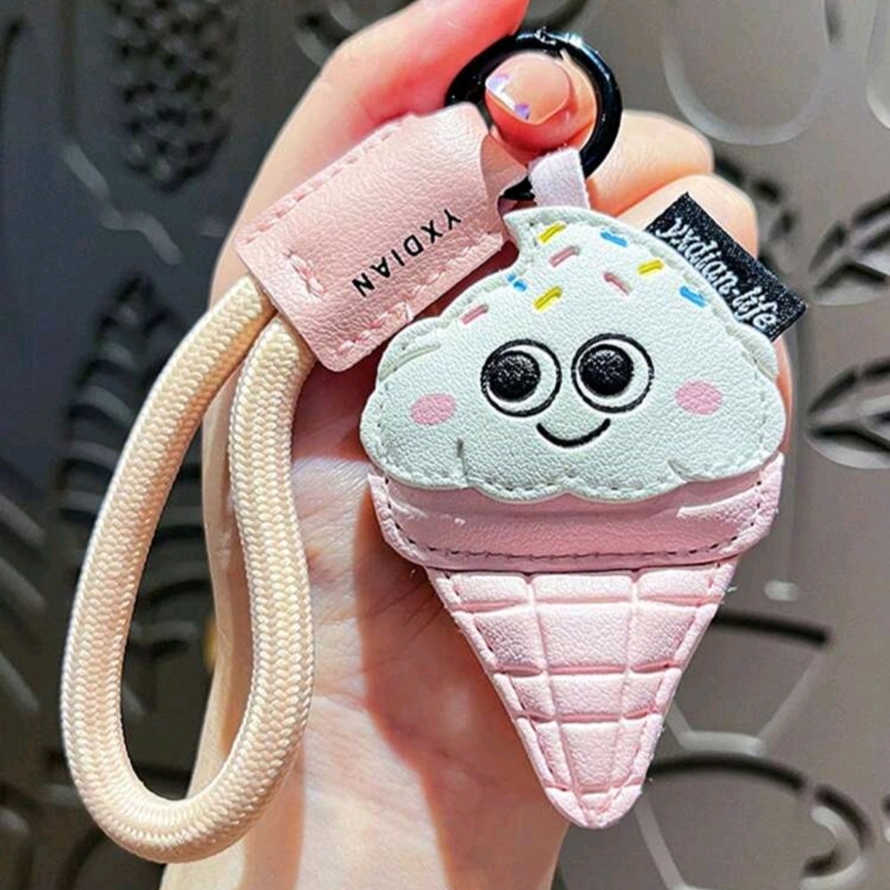 Cute Pink Ice Cream Keychain, Bag Charm.